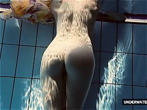 sizzling humungous jugged nubile Lera swimming in the pool